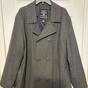 Steve & Barry's Vintage 1980’s Men's Double-Breasted Pea Coat - Gray XL